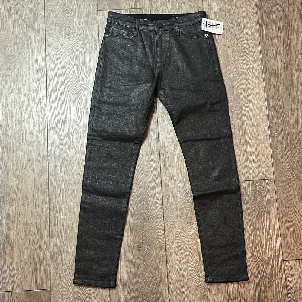 Adriano Goldschmied Farrah skinny metallic black Jeans high‎ rise size 24 nwt